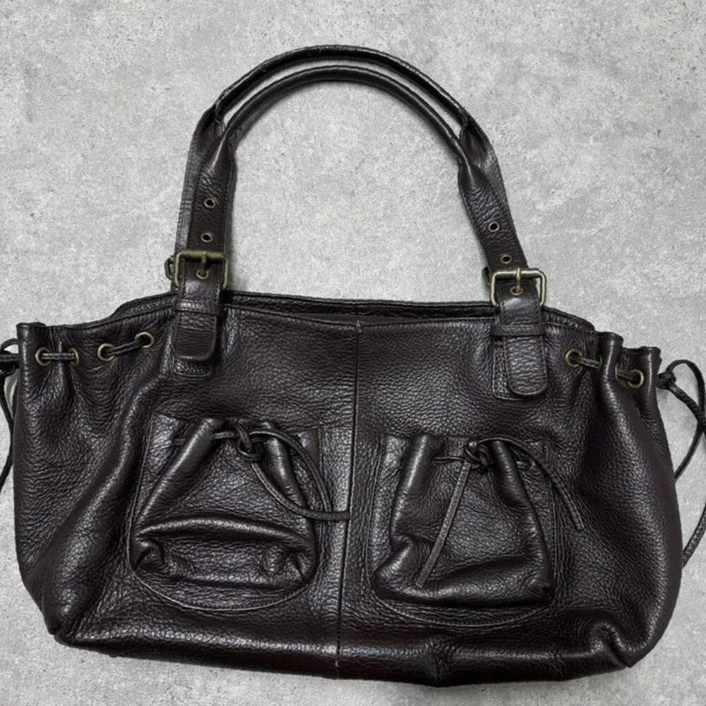 dark brown leather retro slouchy boho hobo bag